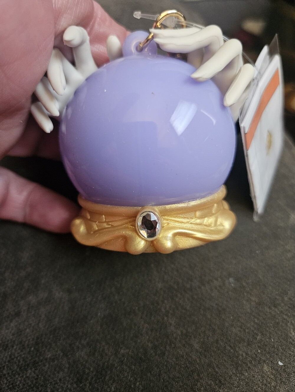 Lavender Orb Pocketbac Keychain with Gold Base and Gem Accent